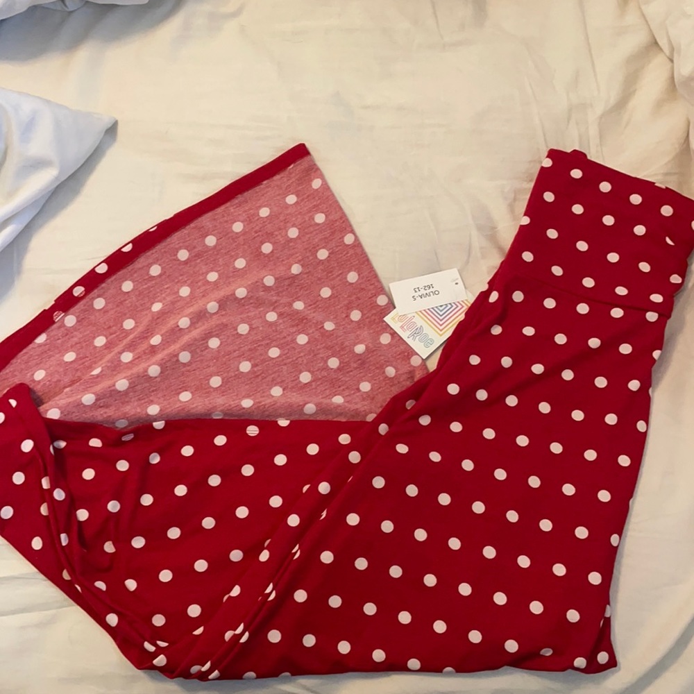 LuLa Roe high/low dress red polka dot
